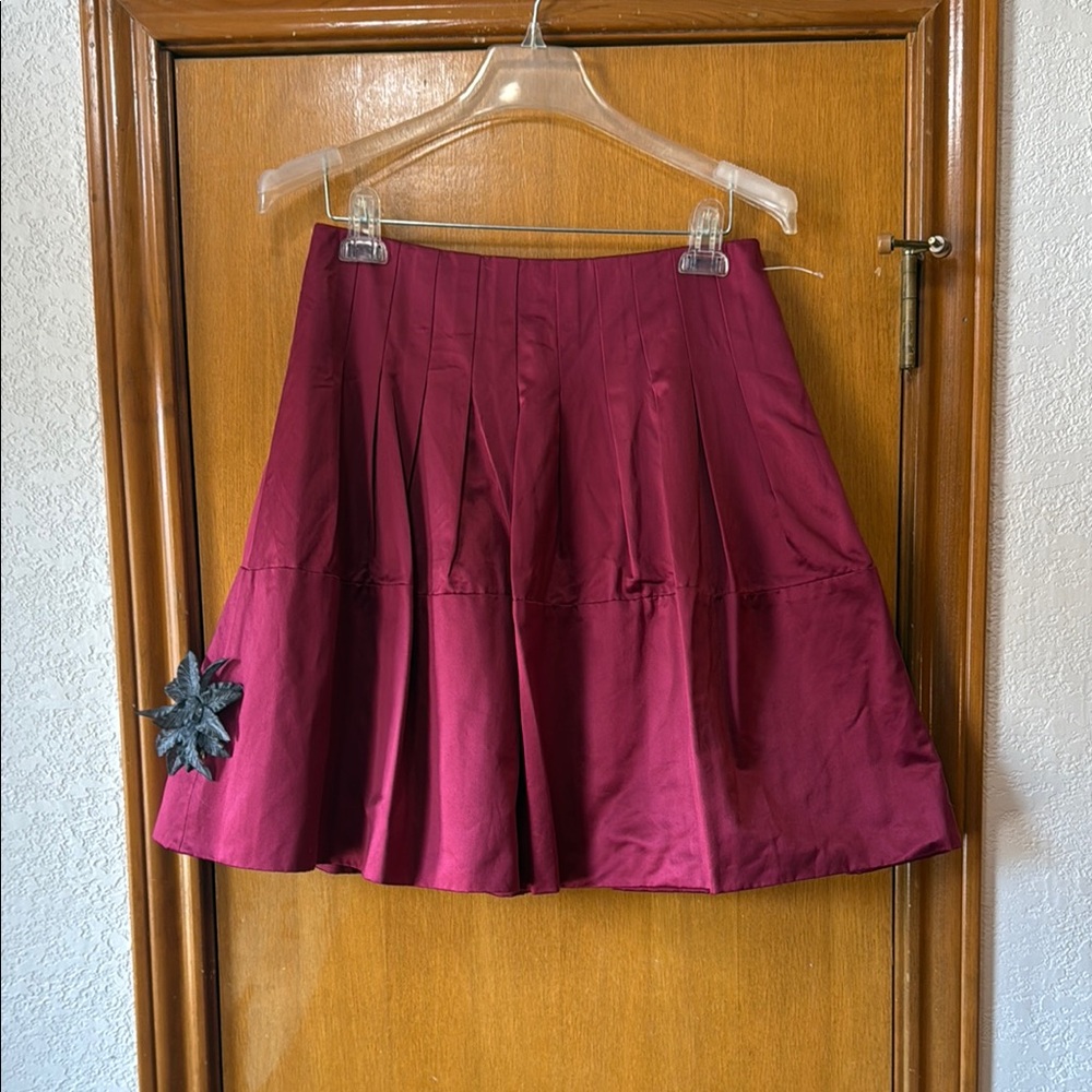 BCBGMAXAZRIA Burgundy Pleated Skirt
